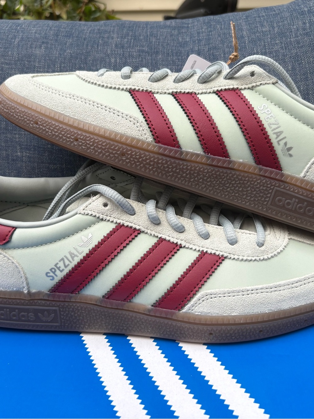 adidas Spezial Men’s Sneakers in Mint Green with Red Stripes